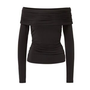 Veronica Beard Black Off-Shoulder Long Sleeve Top